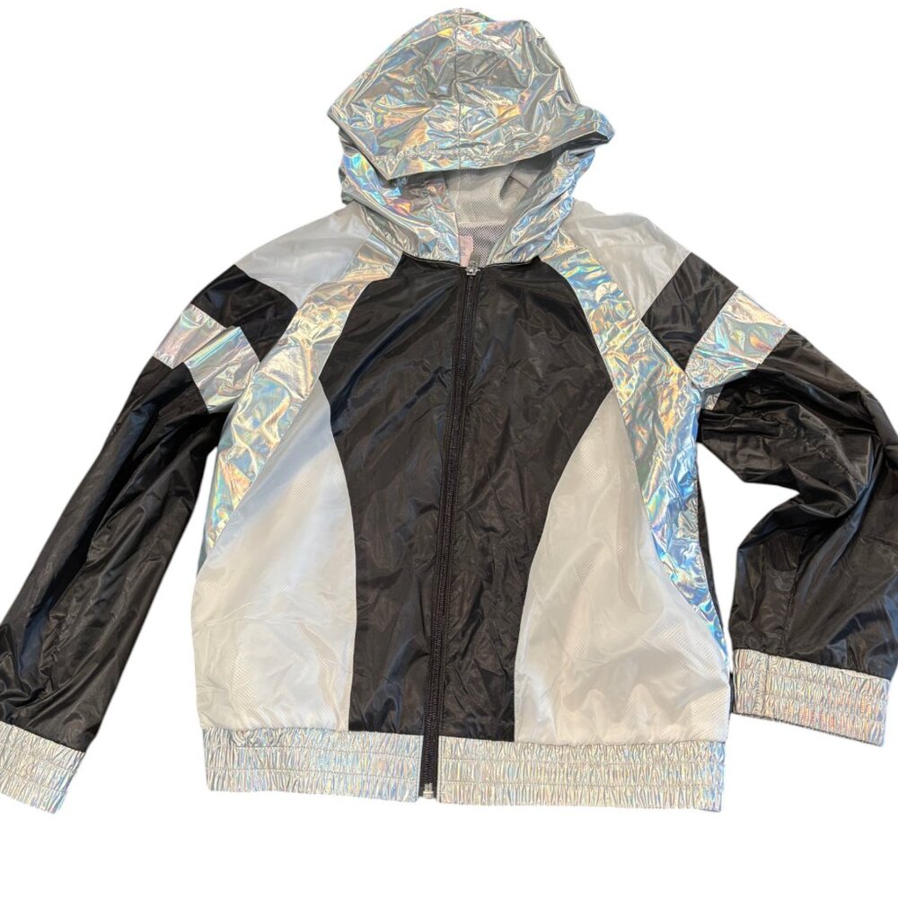 More Than Magic Girls'‎ Layering WindBreaker Jacket Black/Silver sz L 10-12 NWOT